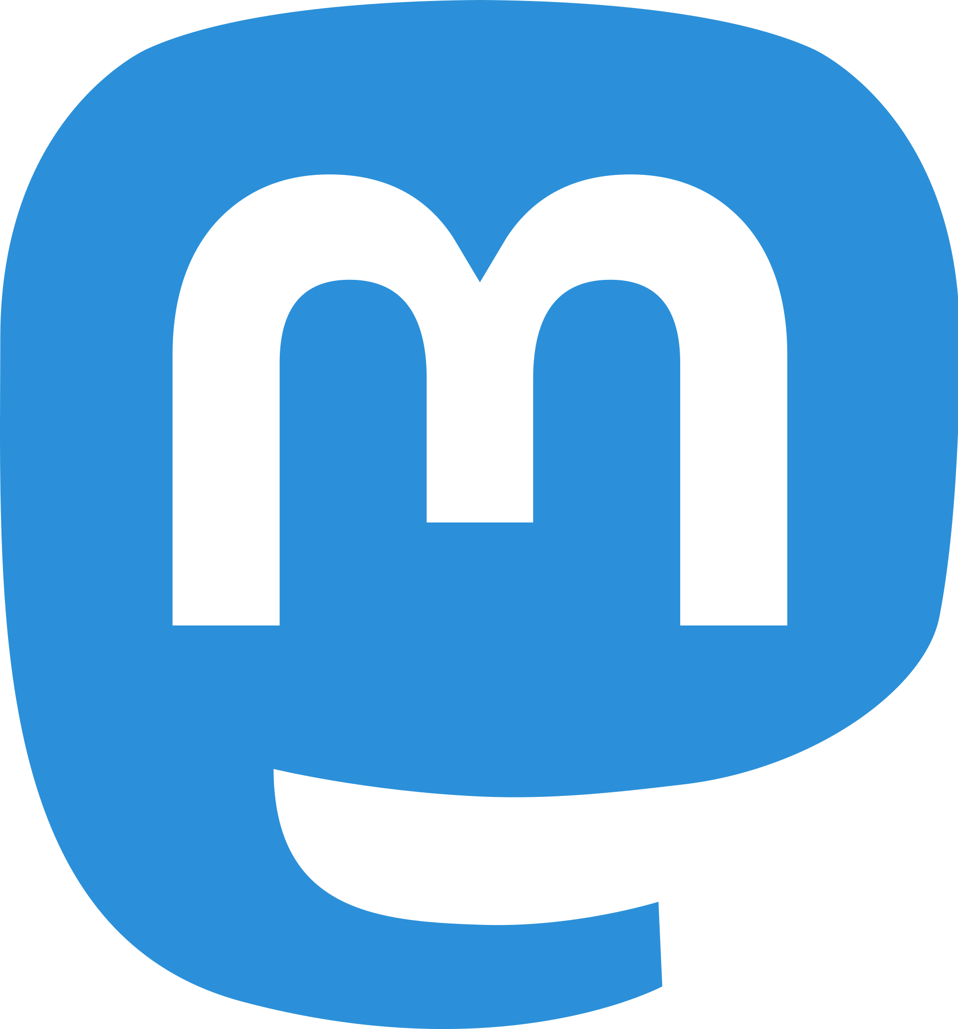 Logo de Mastodon: una letra M en blanco dentro de una especie de elefante azul