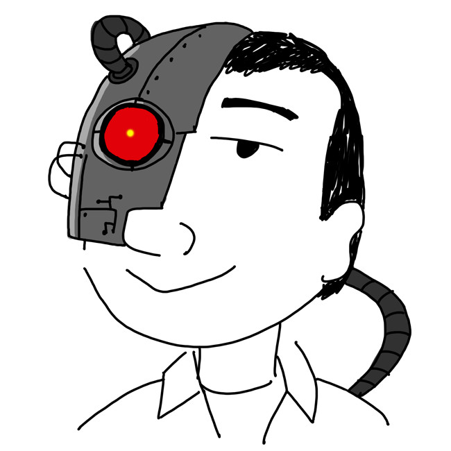 Avatar de McAllus, un borg de Star Trek con estilo de trazado simple y el derecho de implante rojo como único tono de color