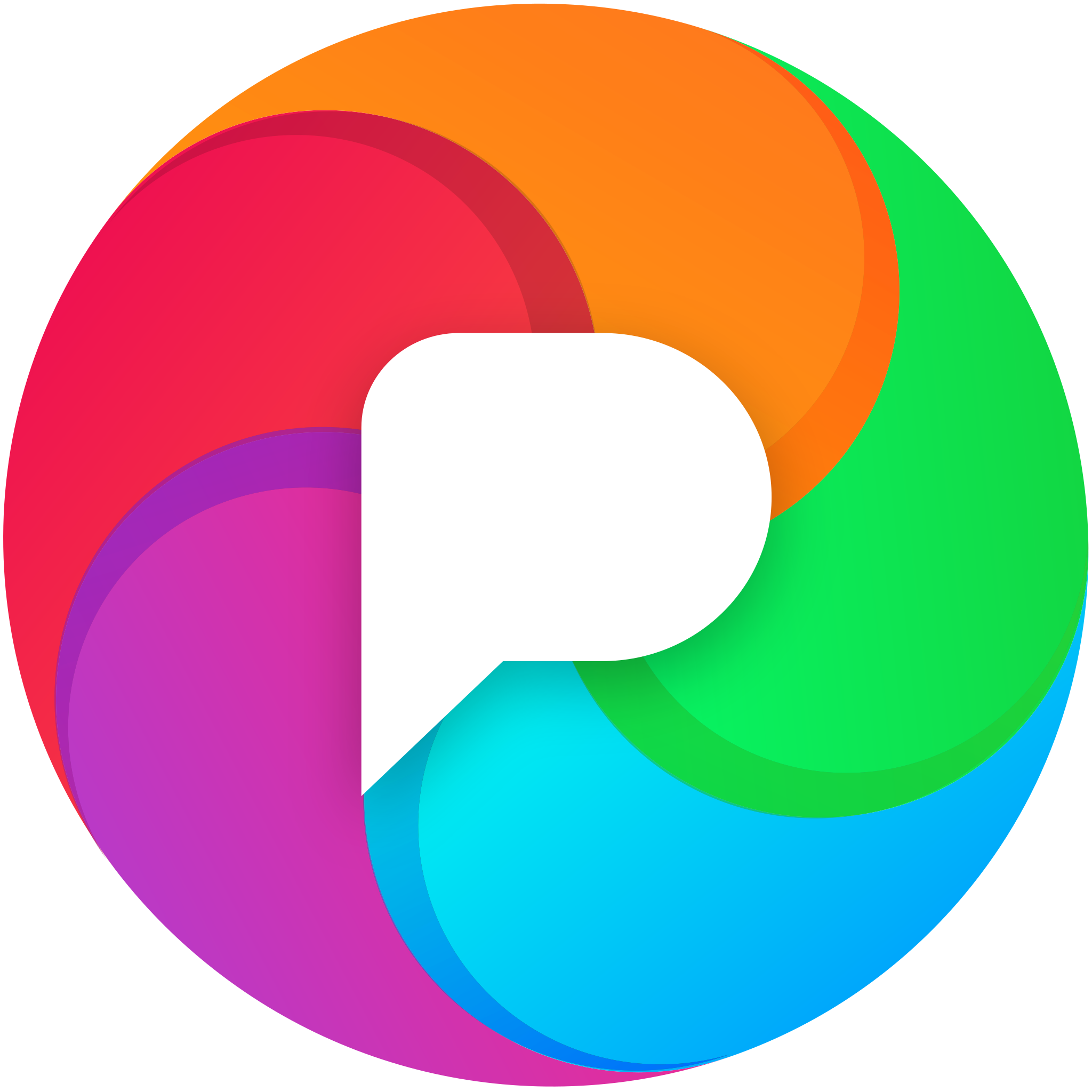 Logo de Pixelfed: un círculo dividido en segmentos con un color en cada segmento