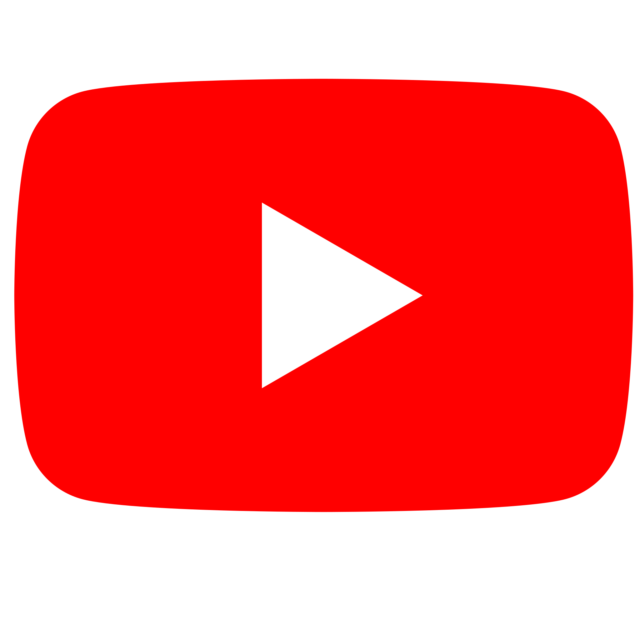 Logo de Youtube: un triángulo blanco, como símbolo de play, dentro de un cuadrado rojo como si fuera una tecla o botón